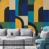 Modernism Motif Wallpaper in Bold Hues