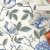 Morning Garden Wallpaper in Soft Blue